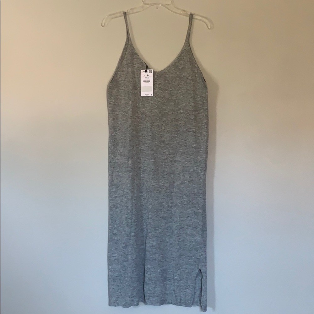 Grey Knit Midi Dress